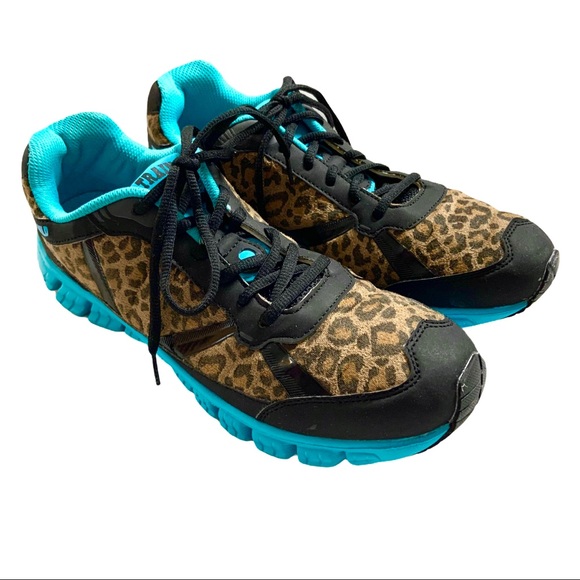 Crazy Train Shoes Crazy Train Leopard Print Sneakers Turquoise Trim
